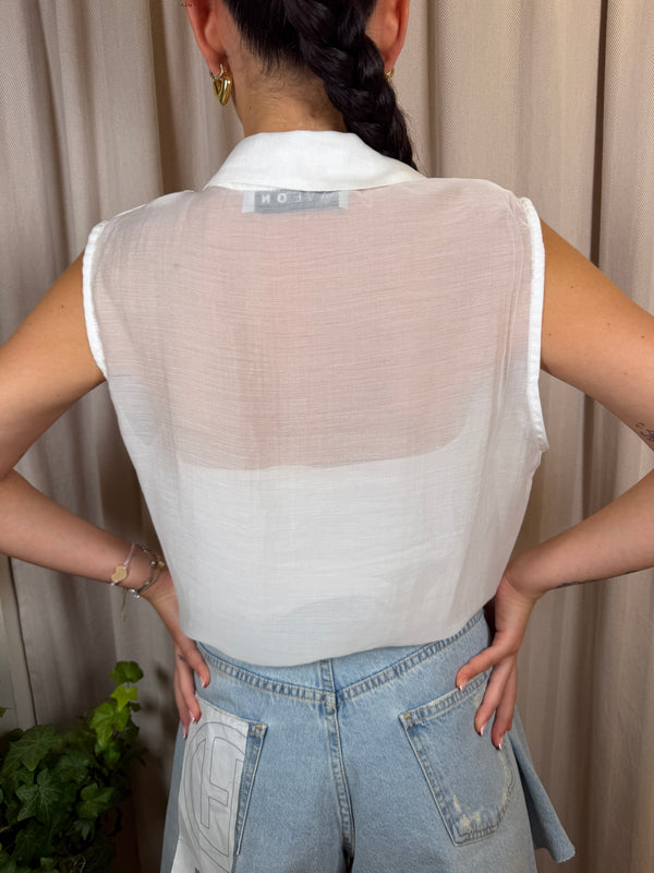 Camicia smanicata con nodo in vita Art CMA-Q509