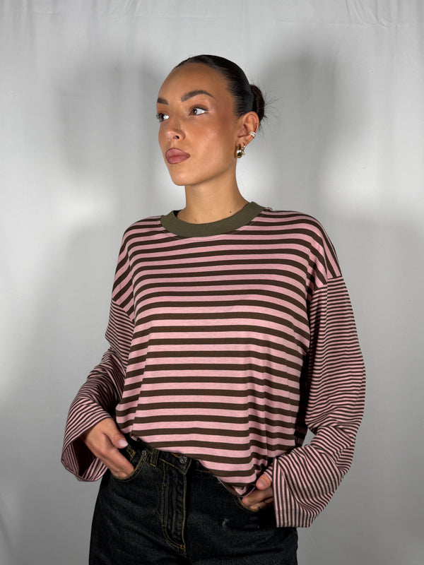 T-Shirt a righe manica a campana - HaveOne