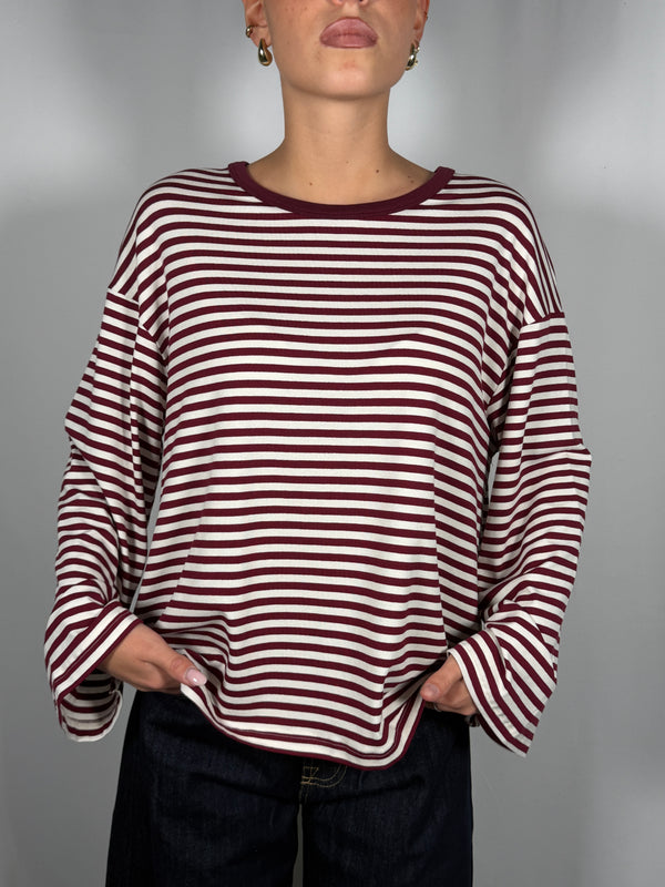 T-shirt scatoletta a righe- Vicolo UAC0140