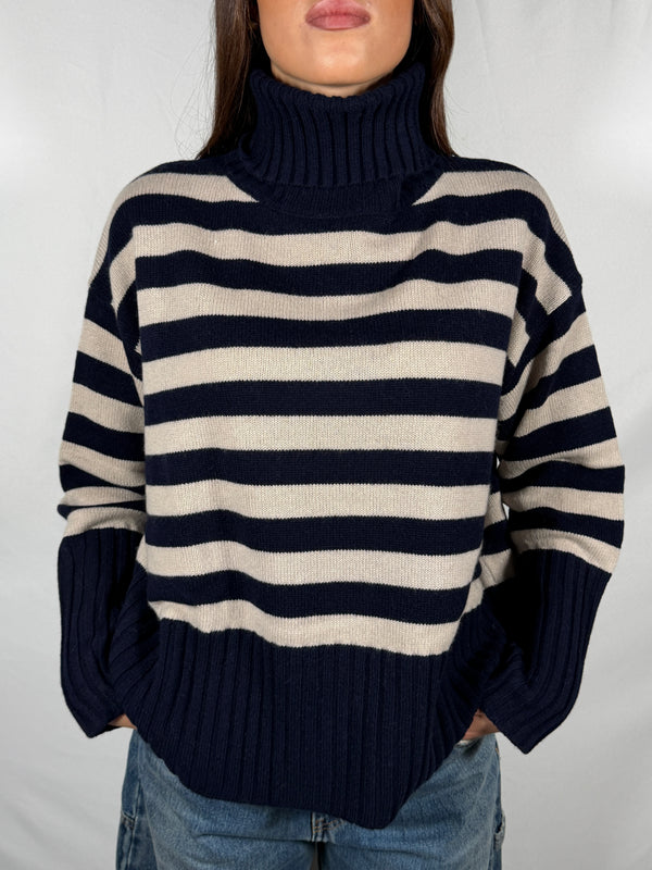 Maglione collo altoa righe - Tensione In WL721