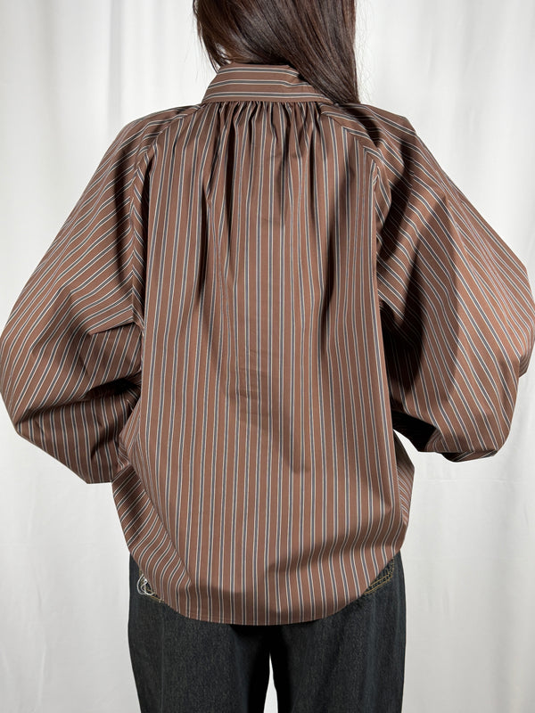 Camicia gessata cioccolata- TAC0478 Vicolo