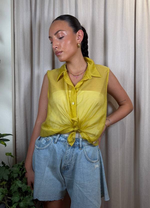 Camicia smanicata con nodo in vita Art CMA-Q509