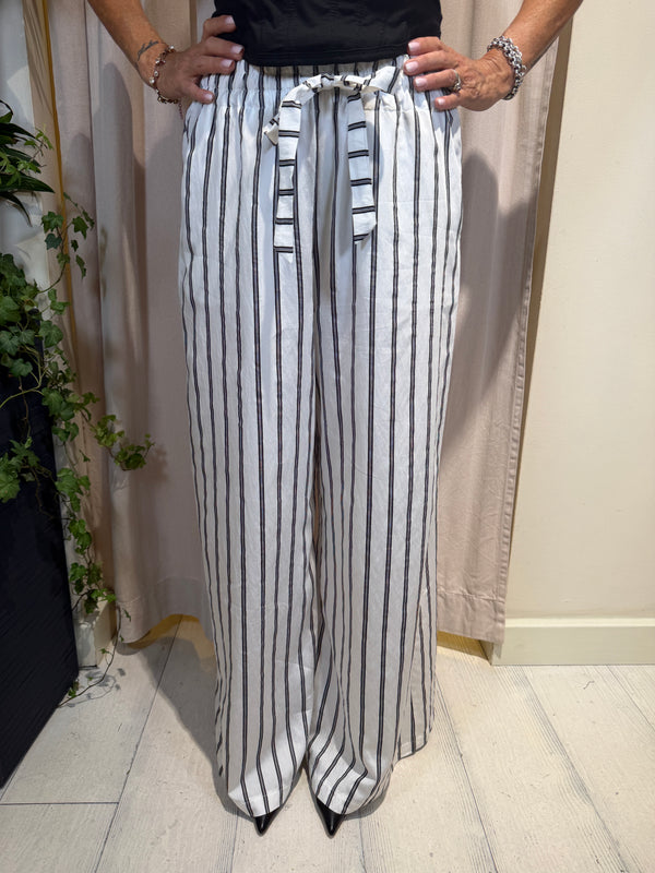 Pantalone Gessato Bianco/Nero