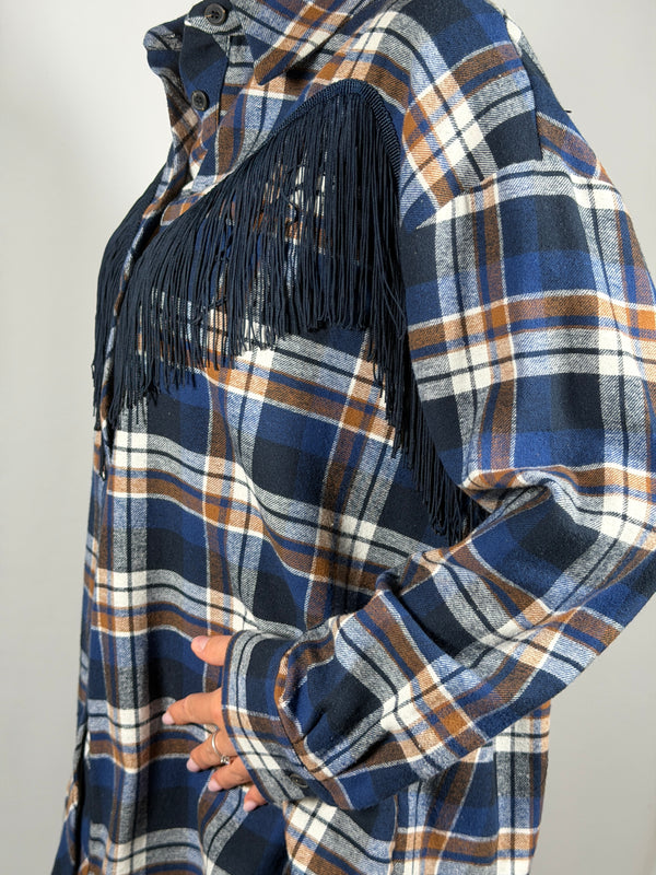 Camicia Check con frange Blu - Tensione In