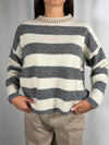Pull paricollo a righe Grigio/Panna - MIT-R131 Vicolo
