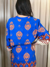 Camicia over fantasia bluette e arancio Art. CMA-Q431