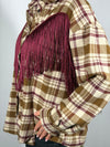 Camicia Check con frange Beige/Bordeaux- Tensione In