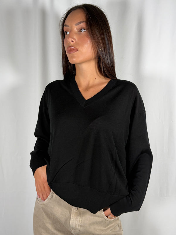 Maglia con scollo a V Nero- 2AC2043 Vicolo