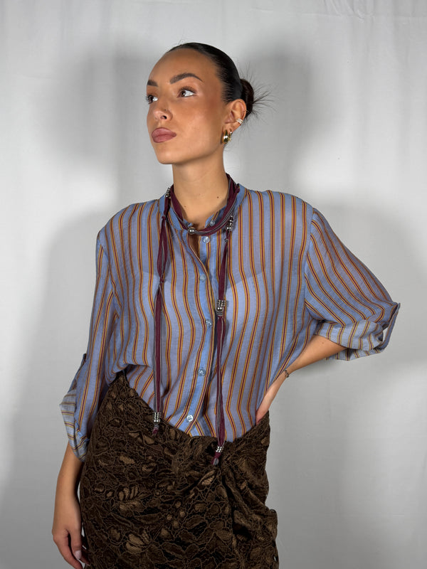 Camicia Nomad a righe con collana righe Bordeaux-HaveOne