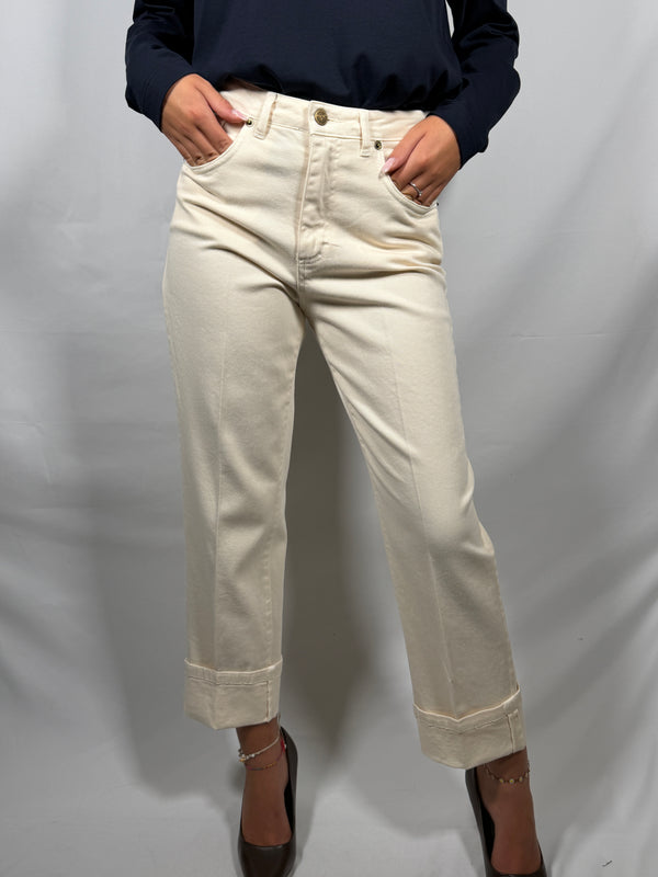 Pantalone denim con risvolto - Philia Loft