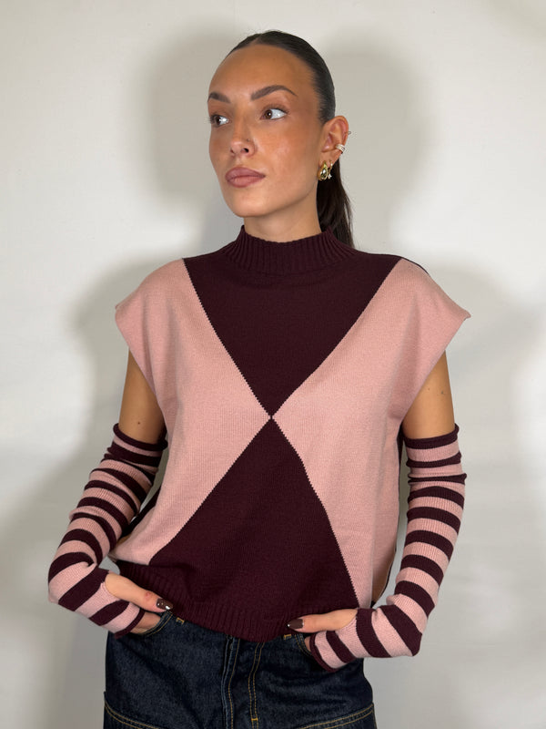 Maglia lupetto smanicato con manicotti- HaveOne