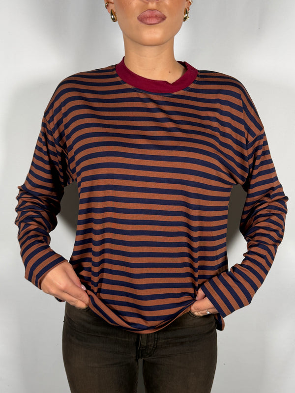 T-Shirt rigata profilo a contrasto - HaveOne