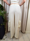 Pantalone cargo in Lino