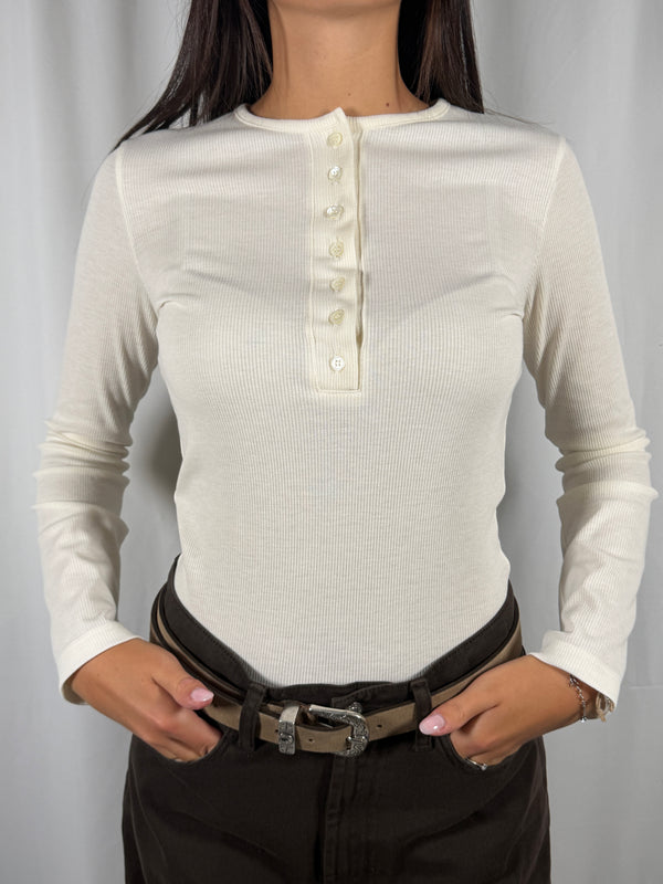 T-shirt a costine bianca