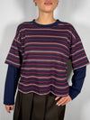T-Shirt rigata manica a contrasto - HaveOne