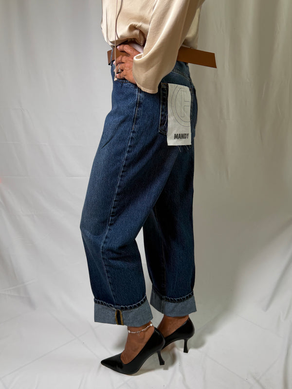 Jeans Mandy denim blu con cintura- Haveone PLS-R138