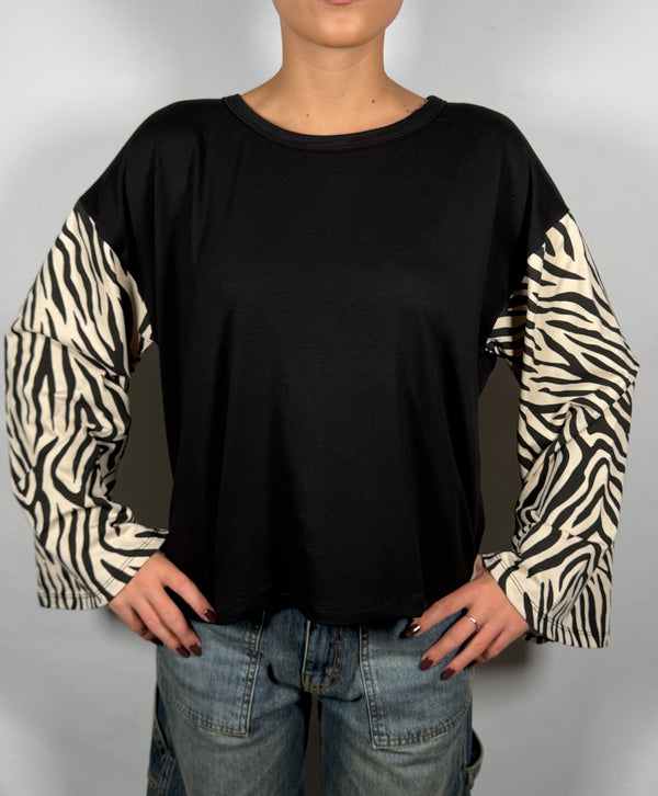 T-Shirt manica lunga zebrata - HaveOne