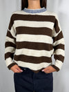 Pull paricollo a righe Marrone/Panna - MIT-R131 Vicolo