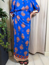 Gonna lunga pareo fantasia bluette e arancio Art. GMA-Q188