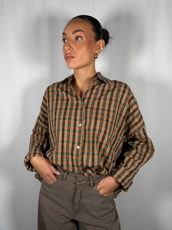 Camicia over a quadri coccio - HaveOne
