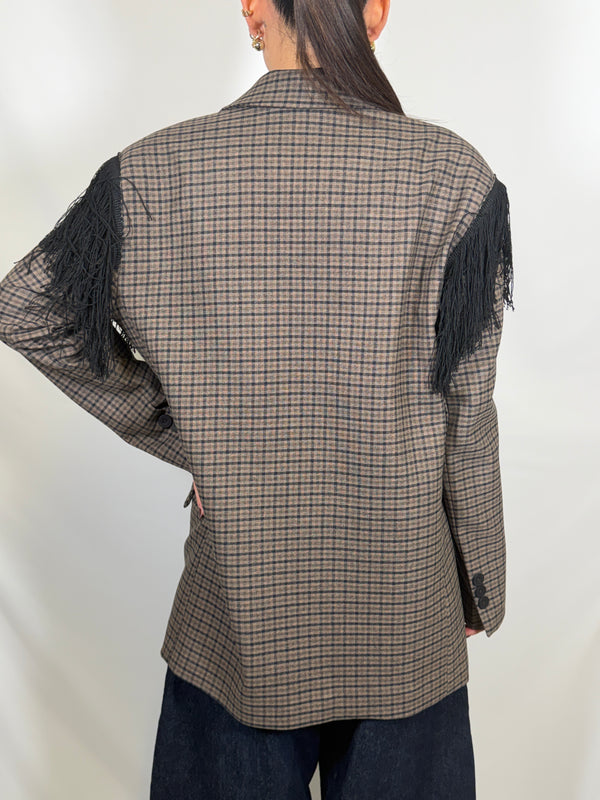 Giacca Moro a quadretti con frange- Vicolo TAC1124