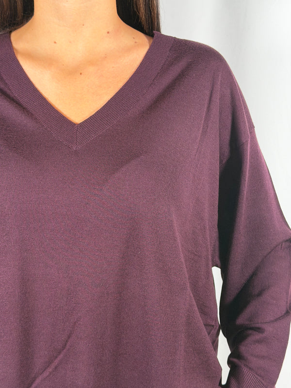 Maglia con scollo a V Bordeaux- 2AC2043 Vicolo