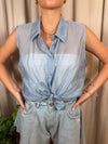 Camicia smanicata con nodo in vita Art CMA-Q509