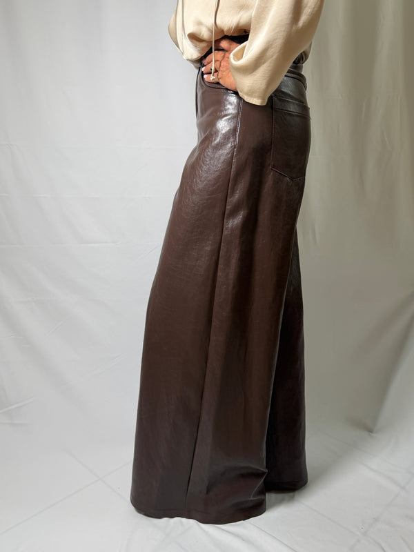 Pantalone ecopelle moro - Haveone PVI-R151