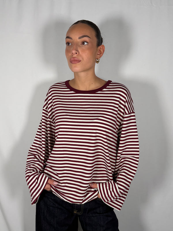 T-shirt scatoletta a righe- Vicolo UAC0140
