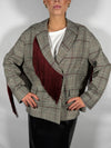 Giacca a quadri Grigio/ Bordo con Frange- Tensione In 27B6295