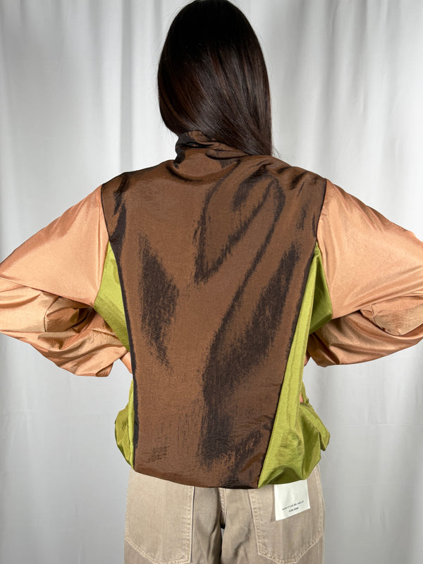 Bomber color block rosa, olio e moro- TAC0571 Vicolo