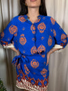 Camicia over fantasia bluette e arancio Art. CMA-Q431