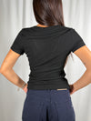 T-shirt scollo a V serafino Nera - UAC0046 Vicolo