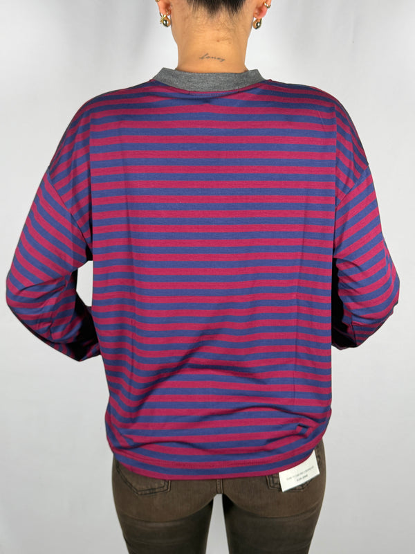 T-Shirt rigata profilo a contrasto - HaveOne