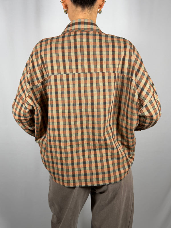 Camicia over a quadri coccio - HaveOne