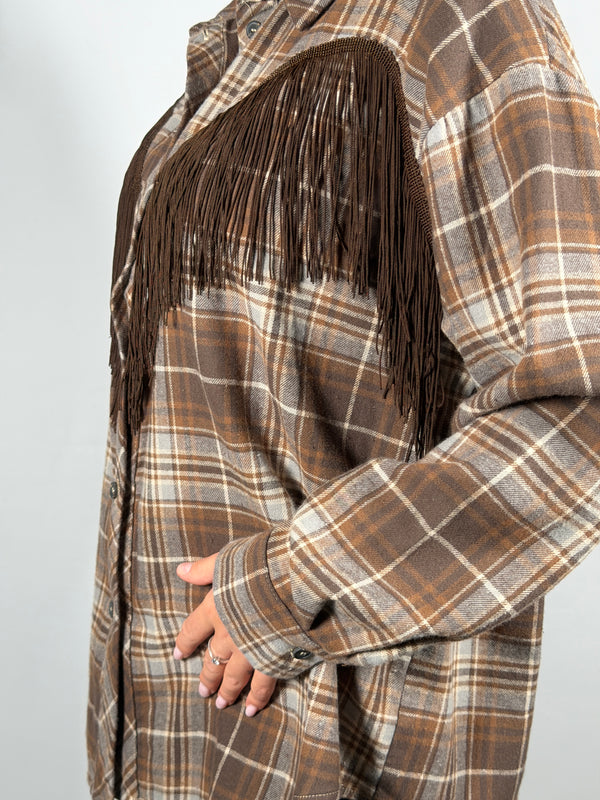 Camicia Check con frange Grigio/ Moro - Tensione In
