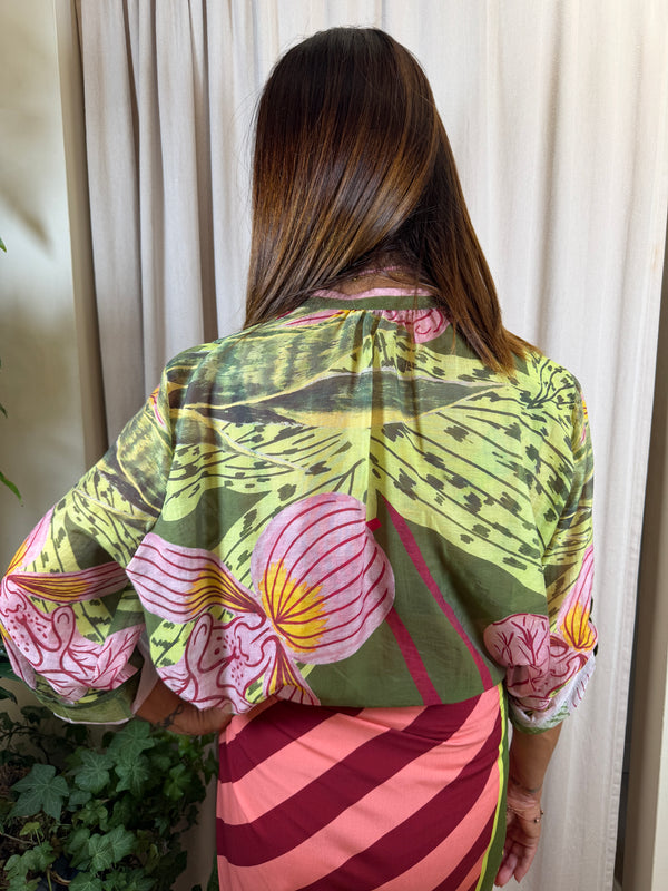 Camicia Fantasia Tigre Verde Art. CVS-Q499