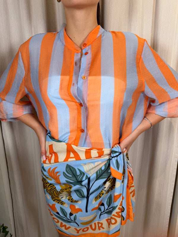Camicia riga Arancio/Celeste CVS-Q422