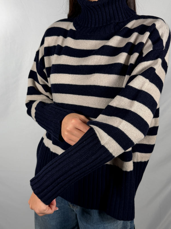 Maglione collo altoa righe - Tensione In WL721