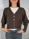 Cardigan Manica a palloncino Cacao - MNG-R051