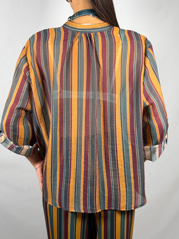 Camicia Nomad con collana righe Ottania e Ocra -HaveOne CVS-R068