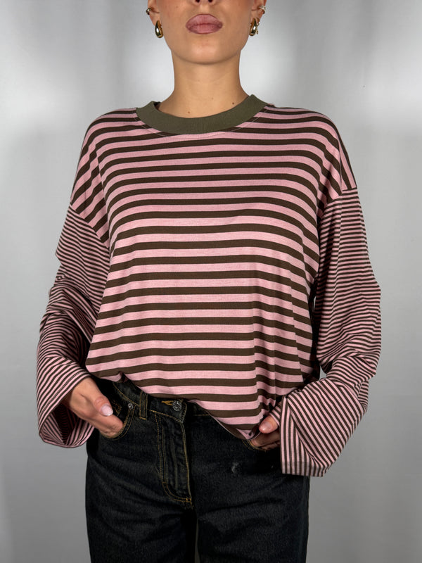 T-Shirt a righe manica a campana - HaveOne