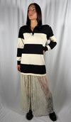 Abito con Maxi polo a righe e pizzo Nero/Panna- UAC0045 Vicolo