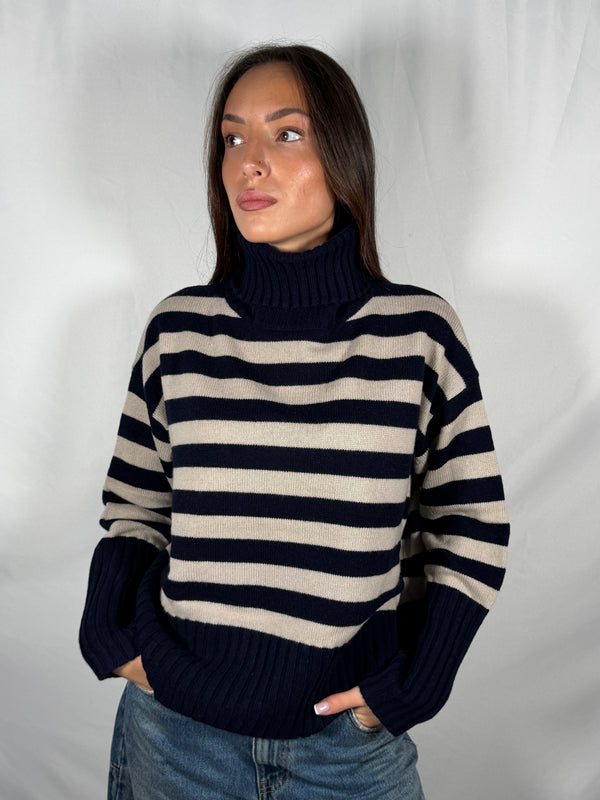 Maglione collo altoa righe - Tensione In WL721