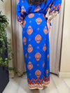 Gonna lunga pareo fantasia bluette e arancio Art. GMA-Q188