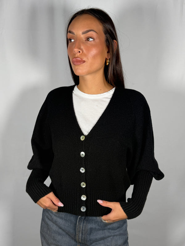 Cardigan Manica a palloncino Nero - MNG-R051