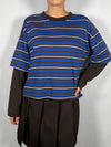T-Shirt rigata manica a contrasto - HaveOne