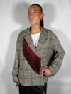 Giacca a quadri Grigio/ Bordo con Frange- Tensione In 27B6295