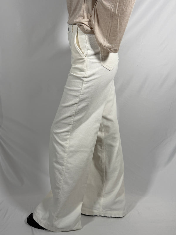 Pantalone palazzo in velluto a coste Burro- Vicolo DAC5305