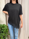 T-shirt asimmetrica con pizzo